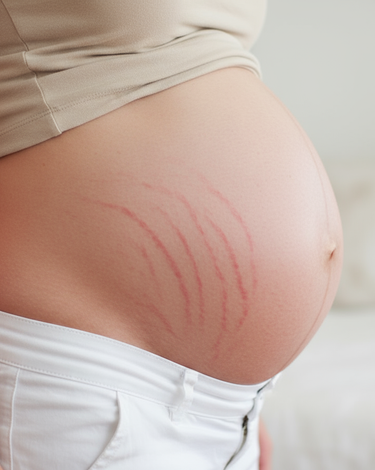 PREGNANT WOMAN WITH STRETCH BELLYON HER GUT