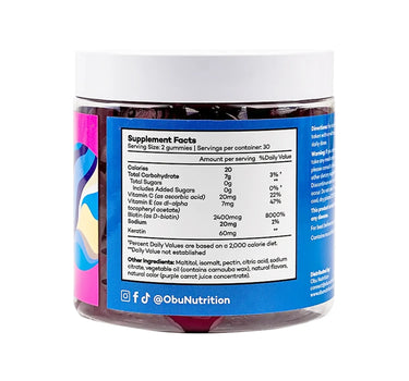 Obu Hair, Skin & Nails Gummies with Mixed Berry Flavor 60 Pcs
