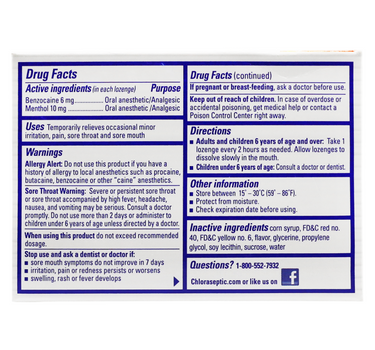 Chloraseptic Cherry Lozenges 18'S for sore throat