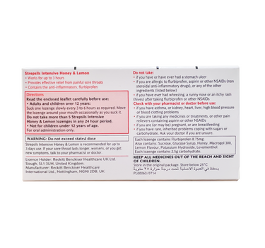 Strepsils Intensive Honey & Lemon Lozenges 16'S