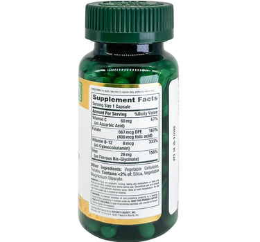 Natures Bounty Gentle Iron 28 mg Caps 90'S 201603 For red blood cell production