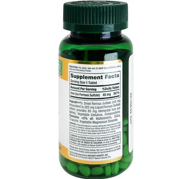 Natures Bounty Iron 65 mg Tabs 100'S For red blood cell production