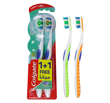 Colgate 360 Whole Mouth Clean Toothbrush Soft 1+1 Free