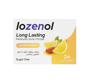 Lozenol Relieves Sore Throat Lemon Honey Sugar Free 24 Lozenges