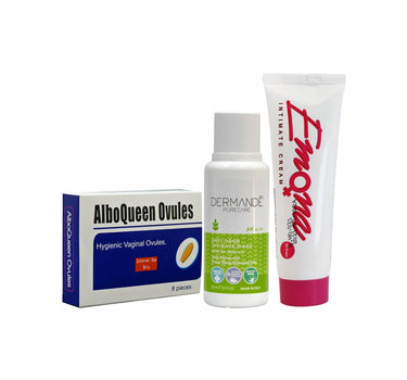 Offer Package Dermande Anti Oder Wash + Alboqueen 8 Pcs + Emona Intimate Cream