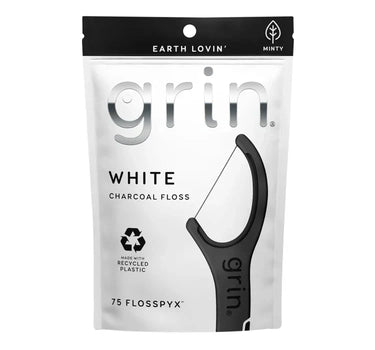 Grin White Charcoal Floss 75 Flosspyx