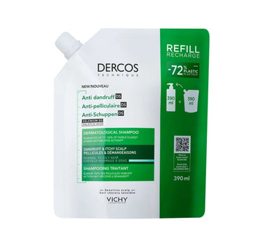Vichy Dercos Anti-Dandruff Shampoo Refill for Normal and Oily Hair - 390ml
