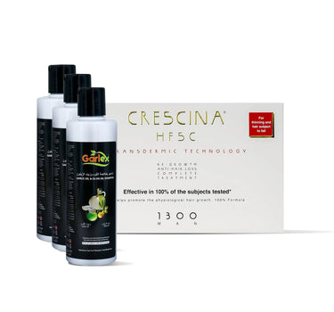 Crescina TD Complete Treatment 1300 Man + Garlex Olive Oil Shampoo Package