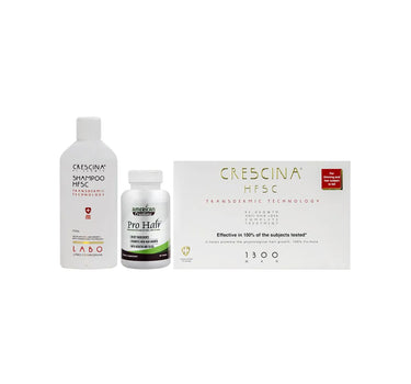 offer crescina transdermic complete man 1300  10+10 vials  + pro hair + transdermic shampoo man