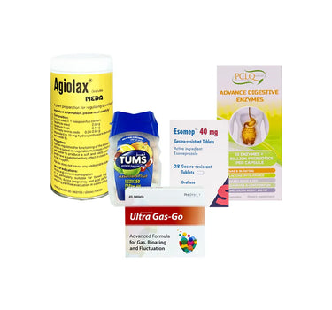 Package Esomep+PCLQ Advance Digestive + Tums Assorted Fruit+Ultra Gas Go + Agiolax Granules