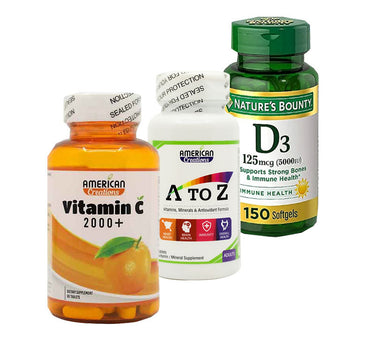 American Creations A to Z + American Creations Vitamin C + Natures Bounty 5000 IU Offer Package