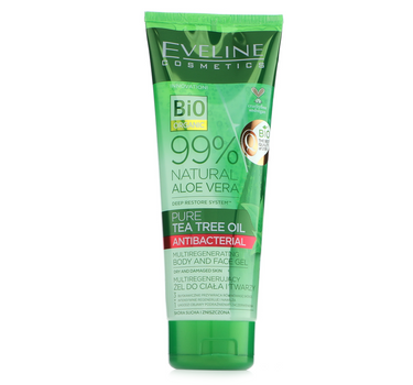 Eveline 99% Natural Aloe Vera Tea Tree Oil Face and Body Moisturizing Gel 250ml