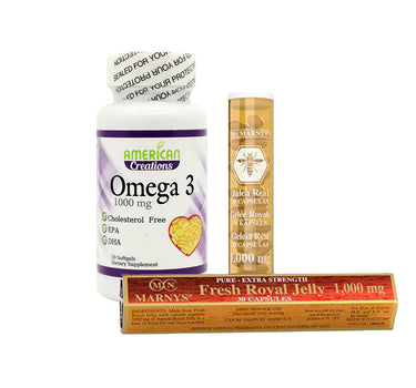 American Creations Omega 3 + Marnys Royal Jelly Offer Package