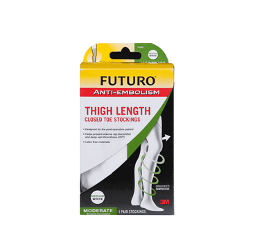 Futuro Anti-Embolism Thigh Length Stockings White Medium Regular