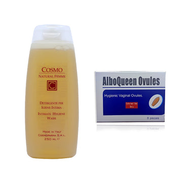 Albo Queen Vaginal Ovules 8'S + Cosmo Intimate Wash Offer Package