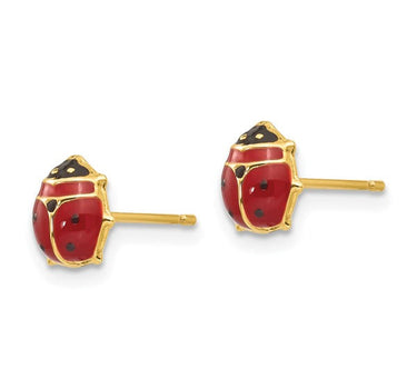 Inverness 866C Enameled Lady Bug Earrings 14KT