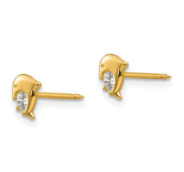 Inverness 850E Dolphin With CZ Earrings 14KT