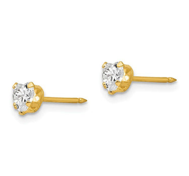 Inverness 472E Clear Heart CZ Earrings 14KT 4mm