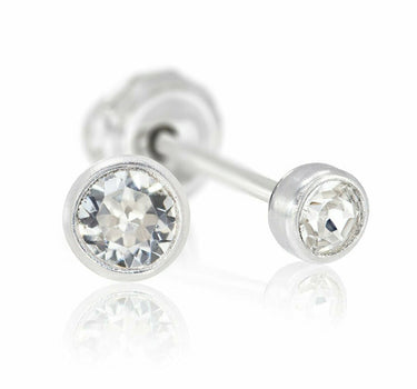 Inverness 17C Titanium Clear Crystal Bezel Earrings 4mm