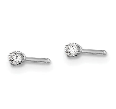 Inverness 128T White Gold CZ Earrings 10KT 2mm