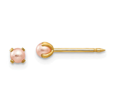 Inverness 109E GP Pink Pearl Earrings 14KT 3mm