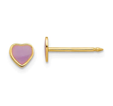 Inverness 843E Heart Purple Earrings 14KT