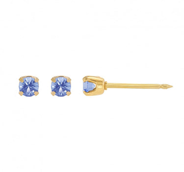 Inverness 89C Blue Crystal Earrings 24KT 3mm