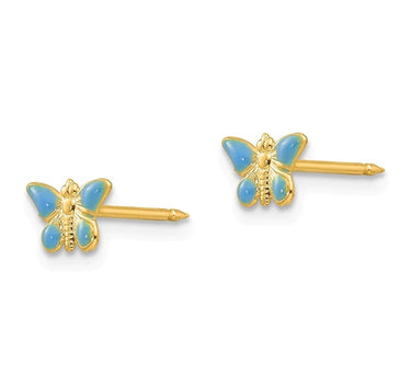 Inverness 851E Blue Butterfly Earrings 14KT