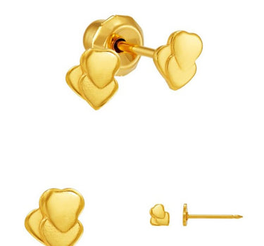 Inverness 61C GP Triple Hearts Earrings 24KT