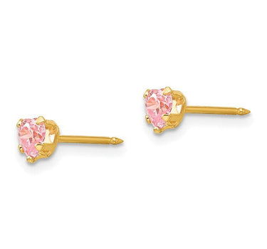 Inverness 471E Pink Heart CZ Earrings 14KT 4mm