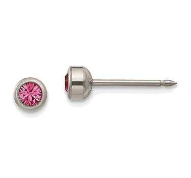 Inverness 440E GP Pink Crystal Oct Bezel Earrings 14KT 4mm
