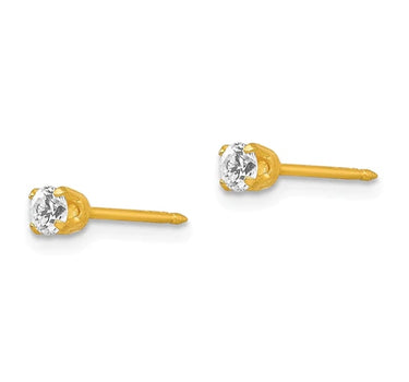 Inverness 243E GP CZ Earrings 18KT 3mm
