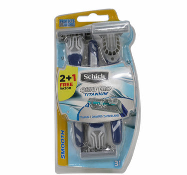 Schick Quattro Titanium Men Disposable Razor 2+1 Free