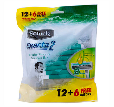 Schick Exacta 2 Sensitive Men Green Razor 12+6 Free