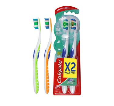 Colgate 360 Whole Mouth Clean Toothbrush Soft 2 Pcs