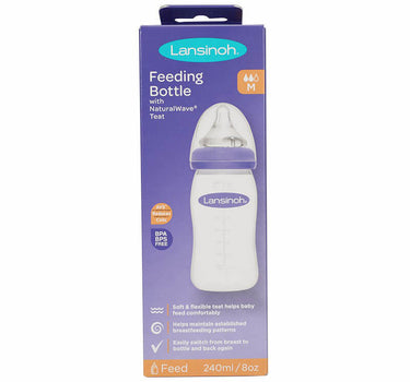Lansinoh Feeding Bottle With Natural Wave Medium Flow 240 ml