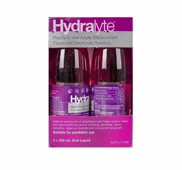 Hydralyte Apple Blackcurrant Electrolyte Solution 4*250 ml