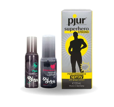Joy Drops Enhancement Lubricant + Joy Drops Mint + Pjur Superhero Strong Spray Offer Package