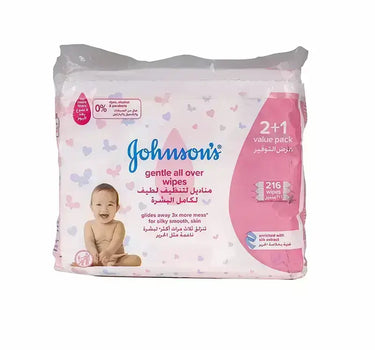 Johnson's Gentle All Over Wipes 216'S 2+1 Offer