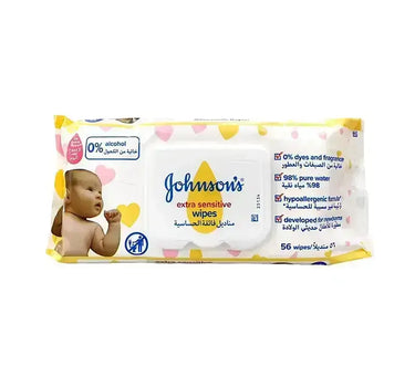 Johnson's Extra Sensitive Wipes 56'S