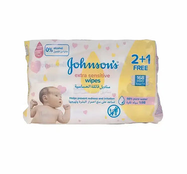 Johnson's Extra Sensitive Wipes 168'S 2+1 Offer