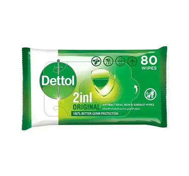 Dettol 2 In 1 Original Antibacterial Wipes 80'S