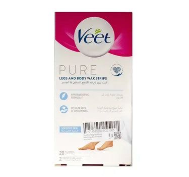 Veet Pure Legs and Body Wax Strips For Sensitive Skin 20 Pcs