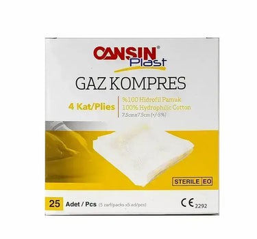 Cansin Plast Sterile Gauze Swabs 7.5x7.5 cm 25 Pcs