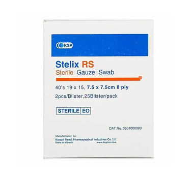 Stelix Sterile Gauze Swab 8Ply 7.5×7.5 cm 40'S