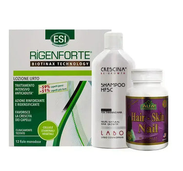 Rigenforte Lotion +  Alfa Vitamins Hair Skin Nails + Crescina Shampoo