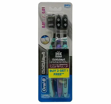Oral B Ultra Thin Sensitive Black Toothbrush Extra Soft 2+1