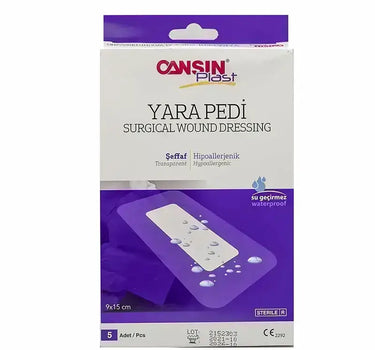 Cansin Plast Transparent Surgical Wound Dressing 9x15 cm 5 Pcs