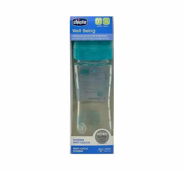 Chicco WB Glass Bottle With Slow Flow (0+ M) Boy 240 ml