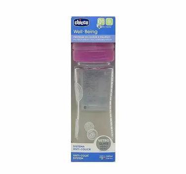 Chicco WB Glass Bottle With Slow Flow (0+ M) Girl 240 ml